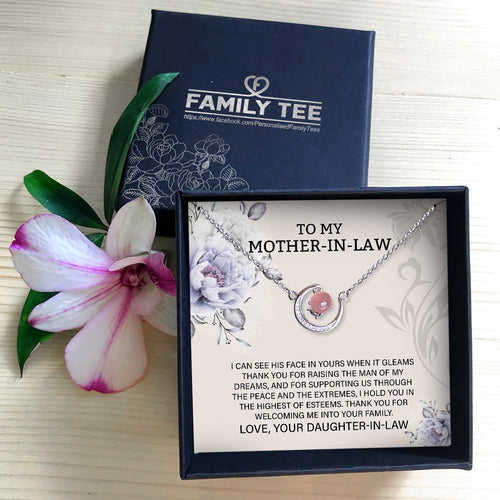 THANK YOU FOR WELCOMING ME INTO YOUR FAMILY - CRYSTAL CLAVICLE NECKLACE FOR MOTHER-IN-LAW