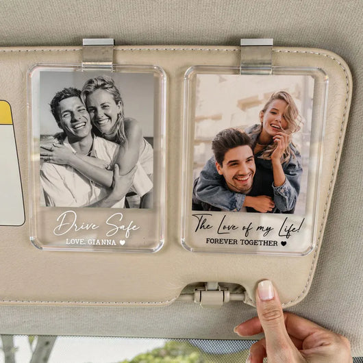 Personalized Couple Photo Car Visor Clip