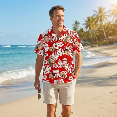 Custom Face Hawaiian Shirt, Personlized Photo Button-Up Shirts for Dad Men