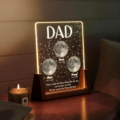 Moon Phase Dad Gift – Personalized Acrylic Plaque Light