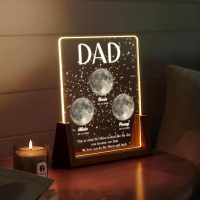 Moon Phase Dad Gift – Personalized Acrylic Plaque Light