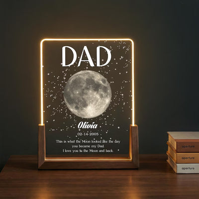 Moon Phase Dad Gift – Personalized Acrylic Plaque Light