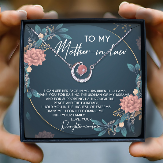 THANK YOU FOR RAISING THE MAN OF MY DREAMS - CRYSTAL CLAVICLE NECKLACE FOR MOTHER-IN-LAW