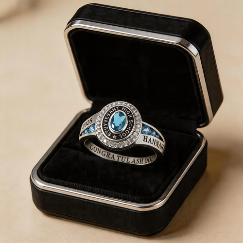 Custom Senior High School Graduation Class Ring Class of 2026 Ring, Personalized Engraved Birthstone College Ring, Graduation Keepsake Gift
