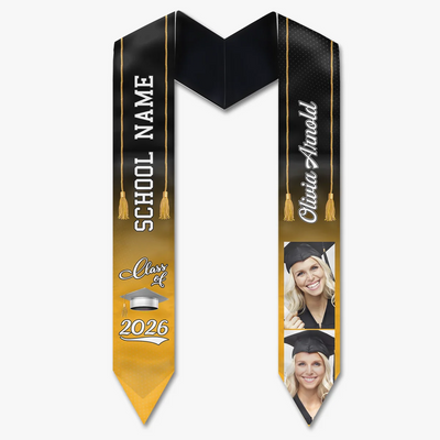 One Chapter Ends, Another Begins - Personalized Custom Graduation Stole - Upload Image, Graduation Gift