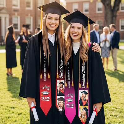 One Chapter Ends, Another Begins - Personalized Custom Graduation Stole - Upload Image, Graduation Gift