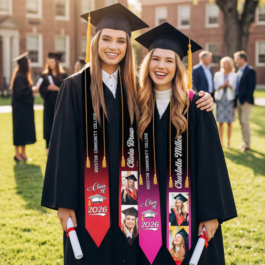 One Chapter Ends, Another Begins - Personalized Custom Graduation Stole - Upload Image, Graduation Gift