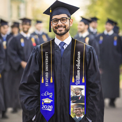 One Chapter Ends, Another Begins - Personalized Custom Graduation Stole - Upload Image, Graduation Gift