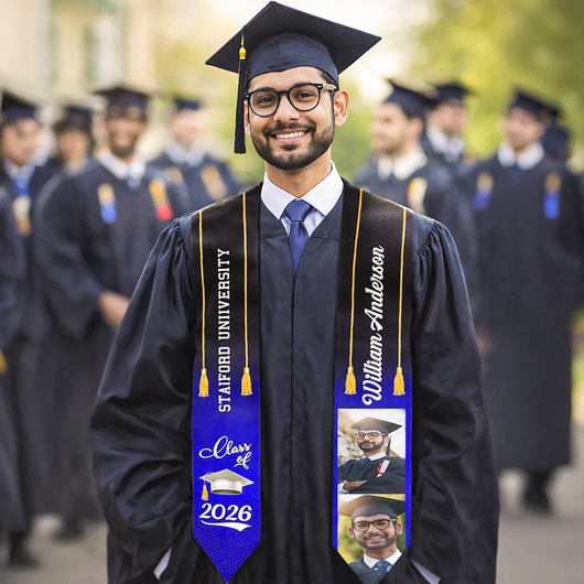 One Chapter Ends, Another Begins - Personalized Custom Graduation Stole - Upload Image, Graduation Gift