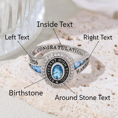 Custom Senior High School Graduation Class Ring Class of 2026 Ring, Personalized Engraved Birthstone College Ring, Graduation Keepsake Gift