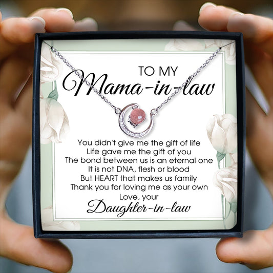 THANK YOU FOR LOVING ME AS YOUR OWN - CRYSTAL CLAVICLE NECKLACE FOR MAMA-IN-LAW