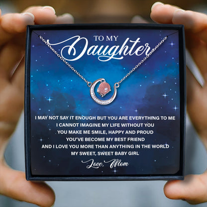 I LOVE YOU MORE THAN ANYTHING IN THE WORLD - CRYSTAL CLAVICLE NECKLACE FOR DAUGHTER