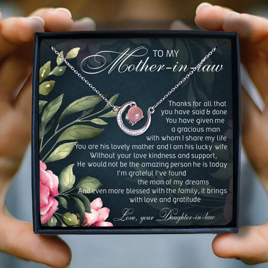 LOVE AND GRATITUDE - CRYSTAL CLAVICLE NECKLACE FOR  MOTHER-IN-LAW