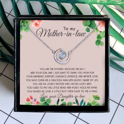 YOU HAVE GIVEN ME A GRACIOUS MAN - CRYSTAL CLAVICLE NECKLACE FOR MOTHER-IN-LAW