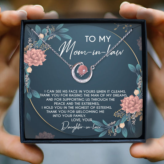 THANK YOU FOR RAISING THE MAN OF MY DREAMS - CRYSTAL CLAVICLE NECKLACE FOR MOM-IN-LAW