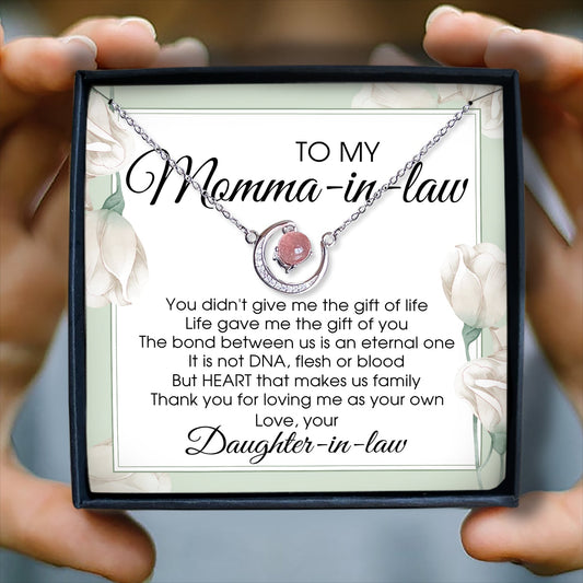 THANK YOU FOR LOVING ME AS YOUR OWN - CRYSTAL CLAVICLE NECKLACE FOR MOMMA-IN-LAW