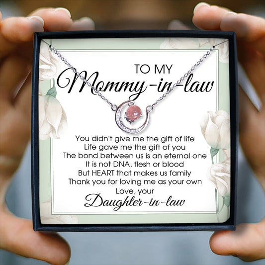 THANK YOU FOR LOVING ME AS YOUR OWN - CRYSTAL CLAVICLE NECKLACE FOR MOMMY-IN-LAW