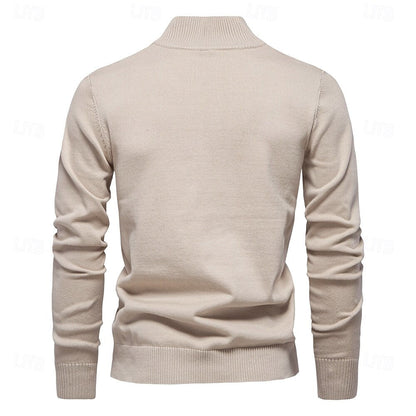 Half Zip Knitwear Solid Color Cardigan Sweater