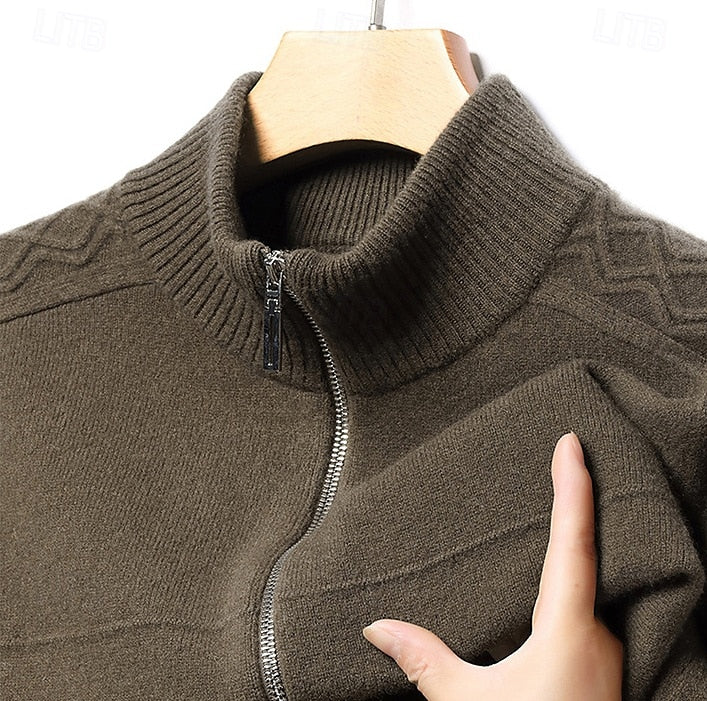 Cashmere Zip Sweater Knit Turtleneck