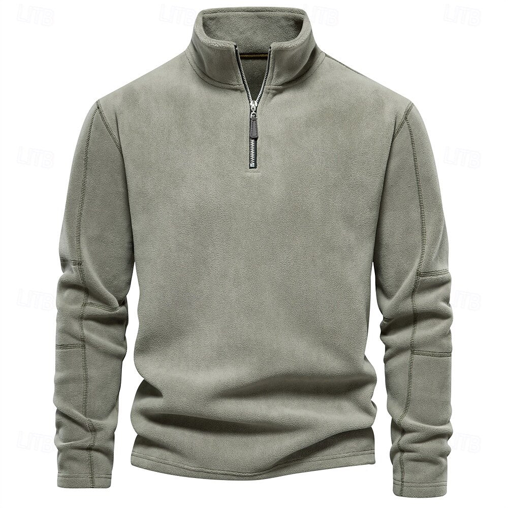 Polar Fleece Stand Collar Half Zip Long Sleeve Sweatshirt