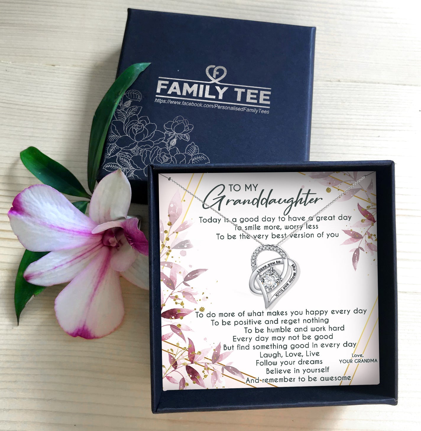 TO BE POSITIVE AND REGET NOTHING - NECKLACE FOR GRANDDAUGHTER FROM GRANDMA