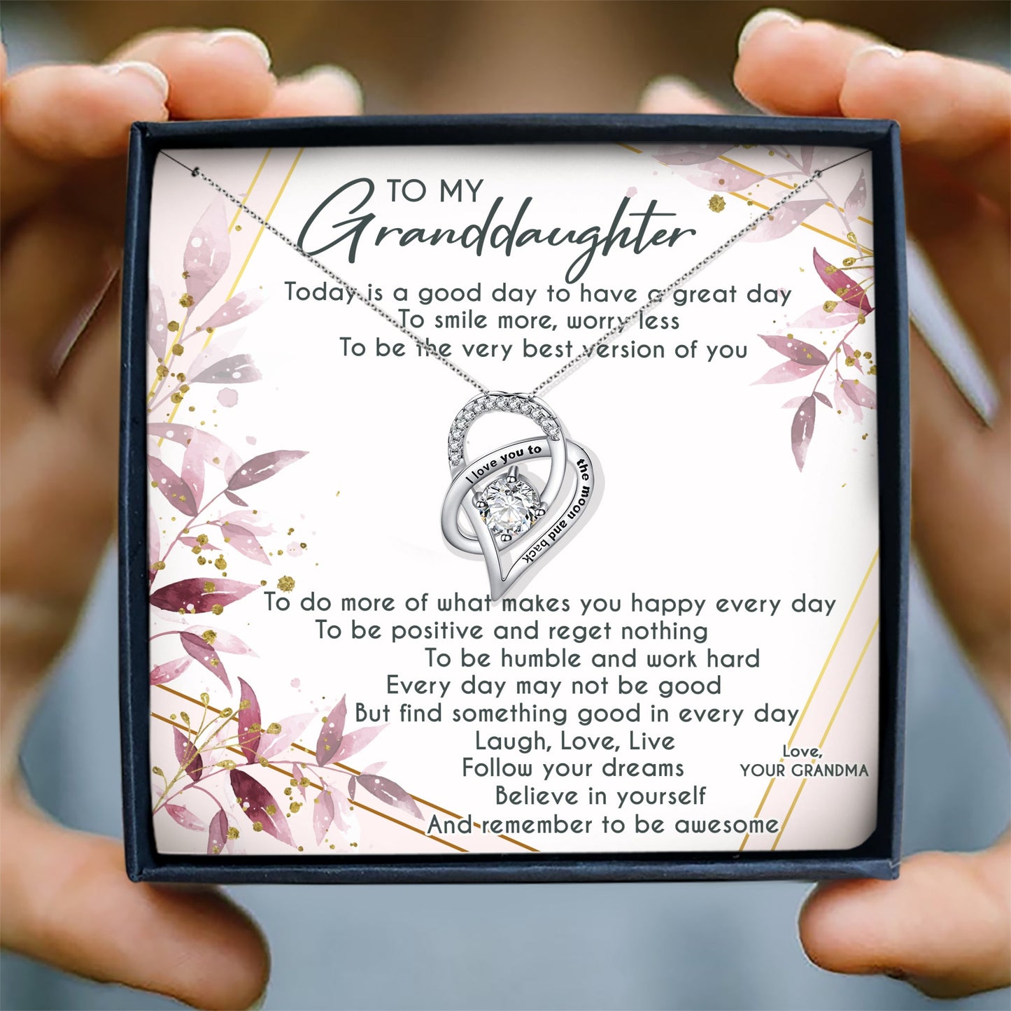 TO BE POSITIVE AND REGET NOTHING - NECKLACE FOR GRANDDAUGHTER FROM GRANDMA