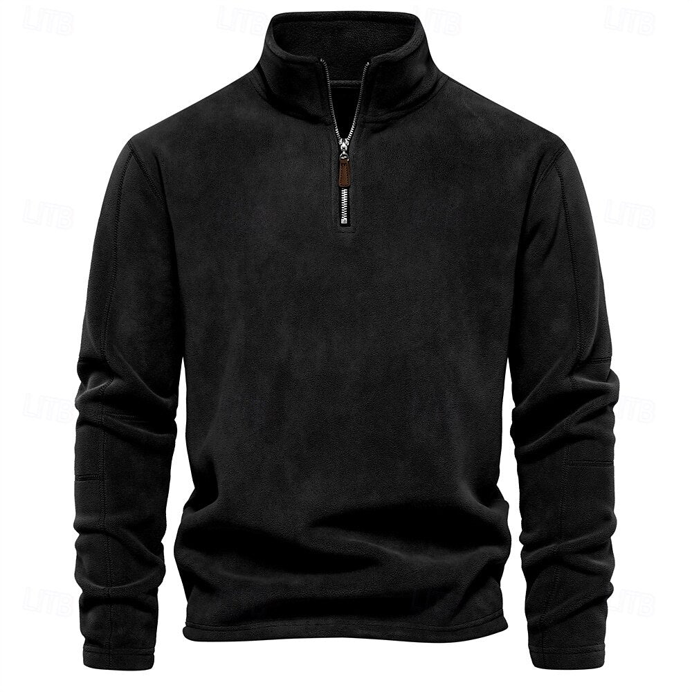 Polar Fleece Stand Collar Half Zip Long Sleeve Sweatshirt