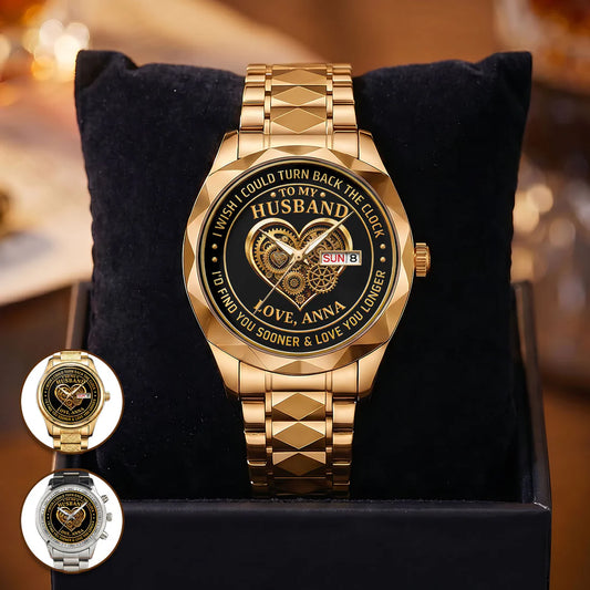 I Wish I Could Turn Back The Clock - Personalized Men's Wrist Watch