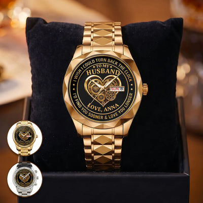 I Wish I Could Turn Back The Clock - Personalized Men's Wrist Watch