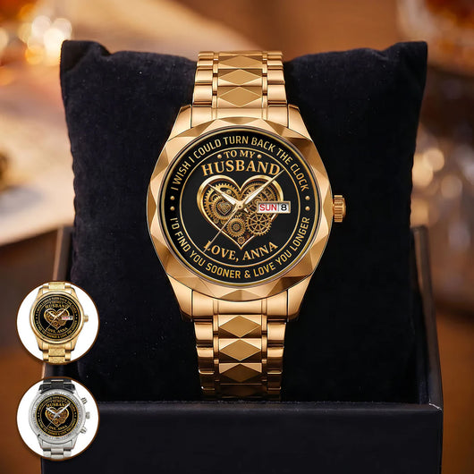 I Wish I Could Turn Back The Clock - Personalized Men's Wrist Watch
