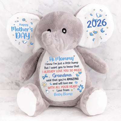 Dear Mommy I Love You - Personalized Stuffed Elephant
