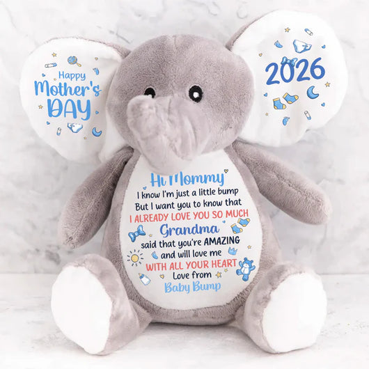 Dear Mommy I Love You - Personalized Stuffed Elephant