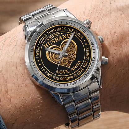 I Wish I Could Turn Back The Clock - Personalized Men's Wrist Watch