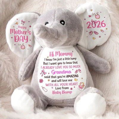 Dear Mommy I Love You - Personalized Stuffed Elephant