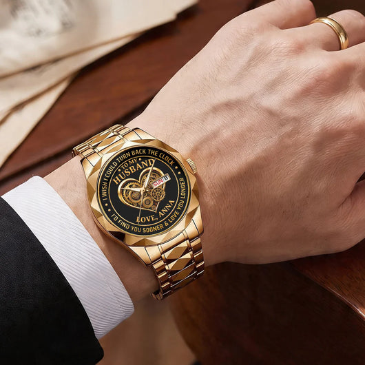 I Wish I Could Turn Back The Clock - Personalized Men's Wrist Watch