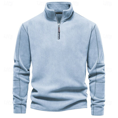 Polar Fleece Stand Collar Half Zip Long Sleeve Sweatshirt