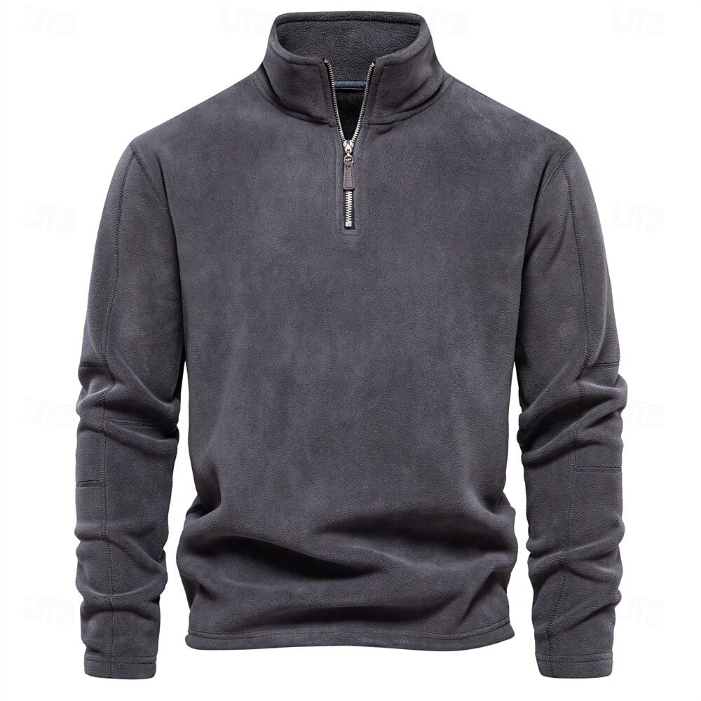 Polar Fleece Stand Collar Half Zip Long Sleeve Sweatshirt