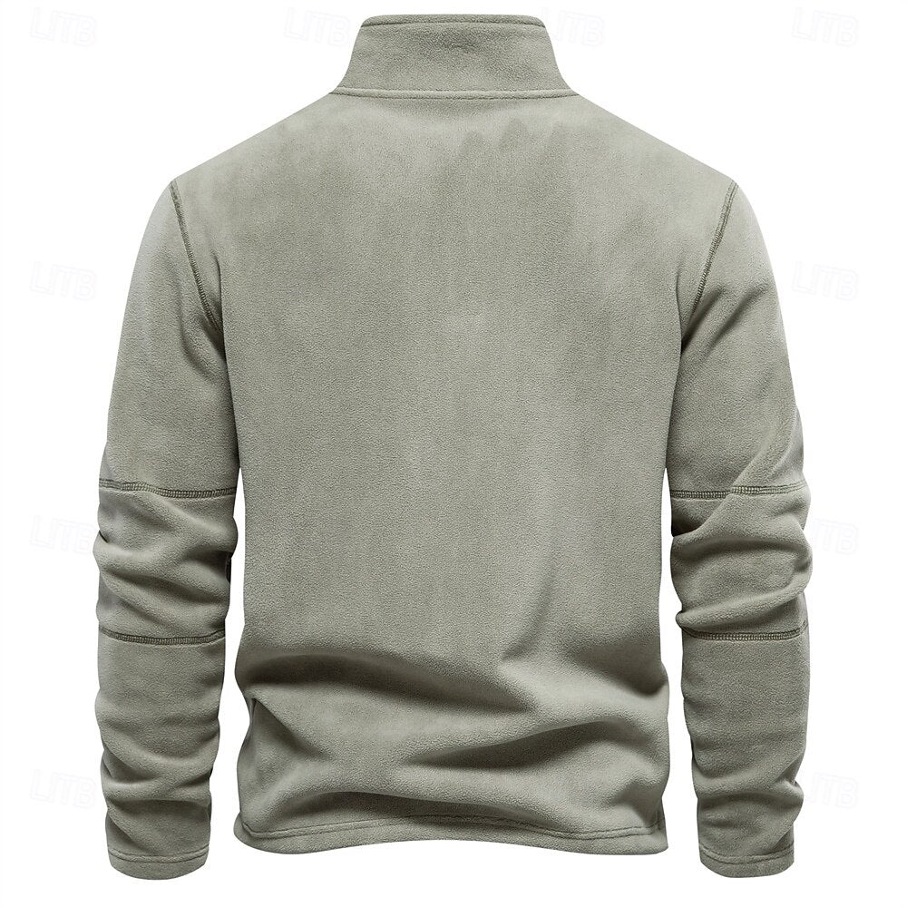 Polar Fleece Stand Collar Half Zip Long Sleeve Sweatshirt