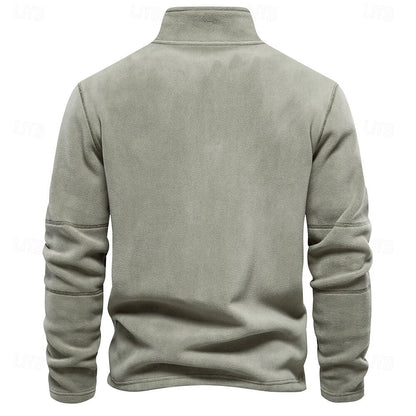 Polar Fleece Stand Collar Half Zip Long Sleeve Sweatshirt