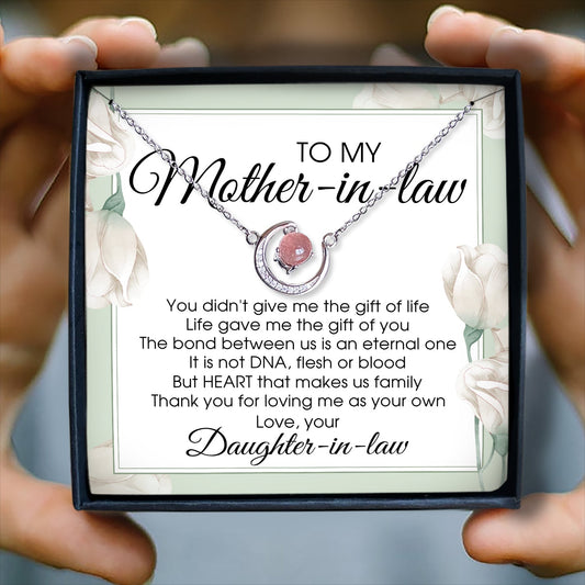 THANK YOU FOR LOVING ME AS YOUR OWN - CRYSTAL CLAVICLE NECKLACE FOR MOTHER-IN-LAW